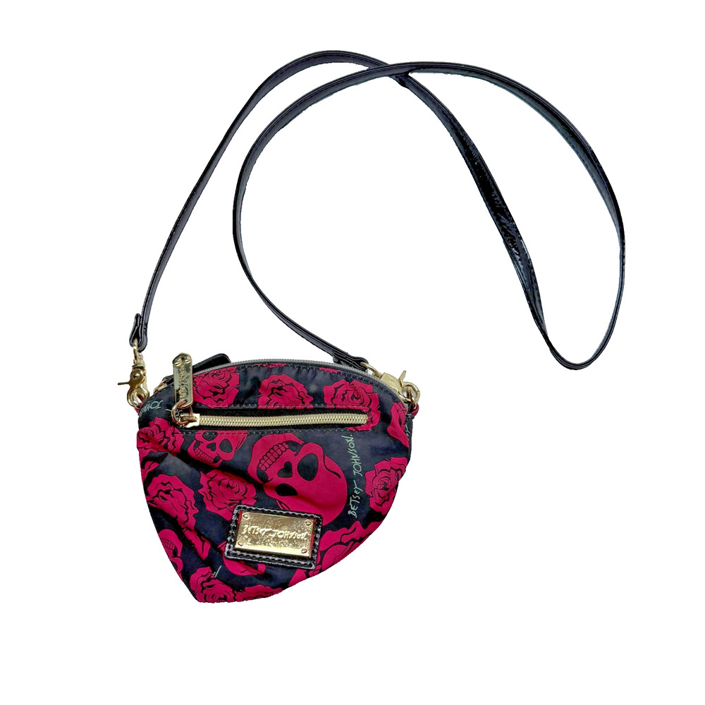 Betsey Johnson Mini Floral Skull Crossbody Bag